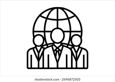 Simple icon representing global business and teamwork concept.