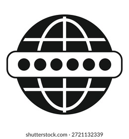 Icono simple que representa un sistema global de protección de Contraseñas que cubre un globo terráqueo