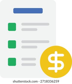 Icono simple que representa Facturas y pagos, adecuado para Web financieros, bancarios o contables y aplicaciones móviles.