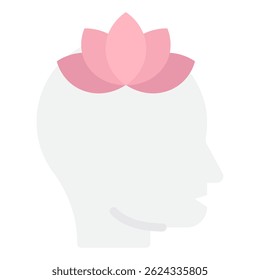 Icono simple que representa los conceptos de mindfulness y meditación para los App del bienestar y el contenido de salud mental.