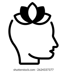 Icono simple que representa los conceptos de mindfulness y meditación para los App del bienestar y el contenido de salud mental.