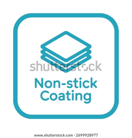 Simple icon representing non stick coating with stacked squares and text