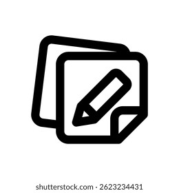 Simple icon representing note-taking, writing, editing, suitable for app interfaces and productivity tools.