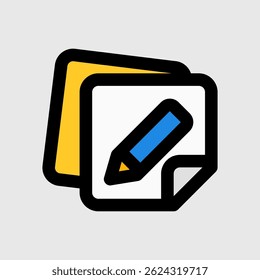 Simple icon representing note-taking, writing, editing, suitable for app interfaces and productivity tools.
