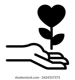 Simple icon representing nurturing, growth, sustainability, ideal for environmental, gardening, or eco-friendly themes.