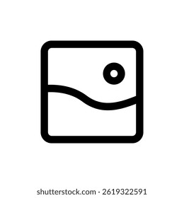 Simple icon representing a photo placeholder for web design and content creation.
