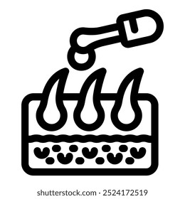 Einfaches Symbol, das eine Pipette darstellt, die Serum auf die Haut zur Behandlung des Haarwuchses aufträgt