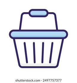Un icono simple que representa una cesta de la compra con un asa en la parte superior
