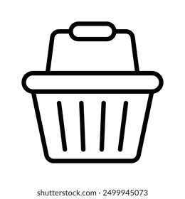 Un icono simple que representa una cesta de la compra con un asa en la parte superior