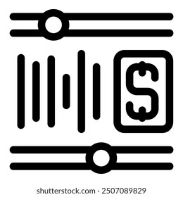 Simple icon representing a software defining a payment processing system using a barcode