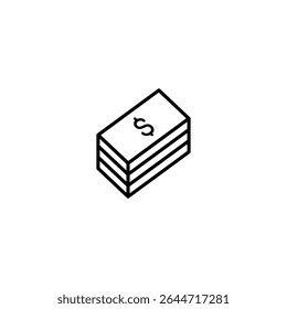 Simple icon representing a stack of cash, symbolizing wealth and financial success.