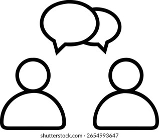 Simple Icon Representing Two People in Conversation, Dialogue, Communication, or Discussion with Speech Bubbles Above