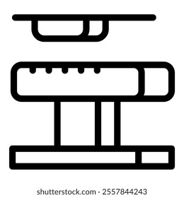 Simple icon representing uneven bars and balance beam, two apparatus used in artistic gymnastics