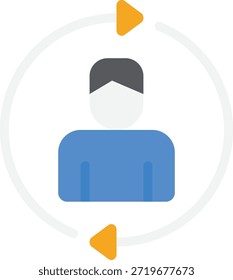 Ícone simples que representa troca ou atualização de usuário, adequado para interfaces da Web, aplicativos e seções de conta de usuário.