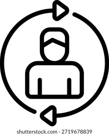 Ícone simples que representa troca ou atualização de usuário, adequado para interfaces da Web, aplicativos e seções de conta de usuário.
