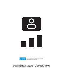 Simple Icon Representing User Profile and Growth Metrics with Basic Black Silhouettes for Business Use Cases Using