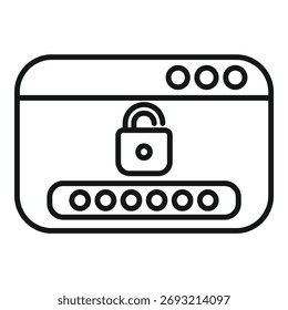 Ícone simples representando um site com um campo de senha protegido por um cadeado