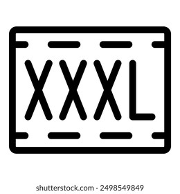 Simple icon representing the xxl size for clothing, typically found on labels