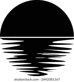 simple icon of the rising or setting sun Vector