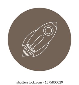 A simple icon of a rocket flying in space in a retro style. Vector illustration