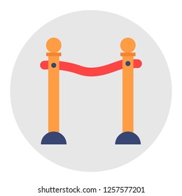Simple icon of a rope barrier. Red carpet. Vector illustration.