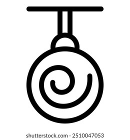 Simple icon of a round hypnosis tool hanging from a ceiling