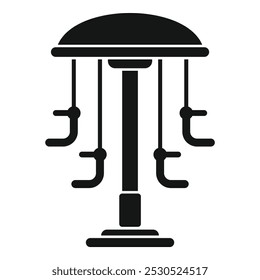 Simple icon of a roundabout carousel with hanging swings for children playing on a playground