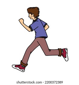 Simple Icon of running man with red shoe