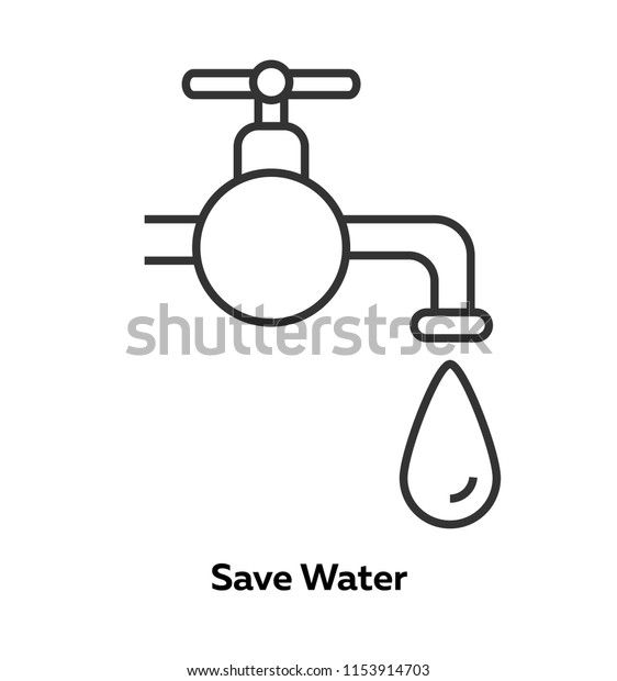Simple icon Save Water in outline style on isolated\
background. From set is ecology and recycle. With decorative\
colorful elements. 