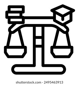 Simple icon of a scale weighing the value of education against the value of work