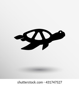 Simple icon sea turtle symbol animal marine on white background 