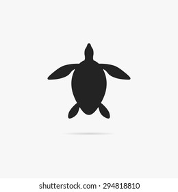 Simple icon sea turtle. View from above.