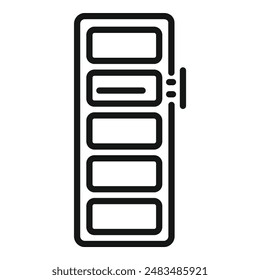 Simple icon of a server rack being accessed by a technician