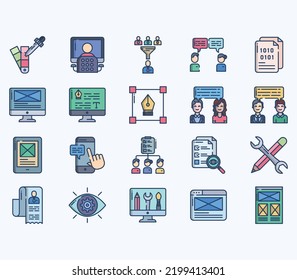 Simple icon set of 40 UX ans UI Vector Line Icons. Contains such Icons as Idea, bug, user, mobile, tap and more web icons set. Collection of vector set. 512x512 Pixel Perfect.
