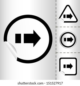 simple icon set of arrows on sticker button different forms in modern style. eps10 vector illustration