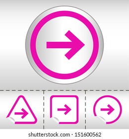 simple icon set of arrows on sticker button different forms in modern style. eps10 vector illustration