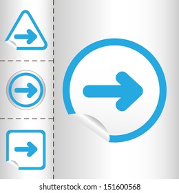 simple icon set of arrows on sticker button different forms in modern style. eps10 vector illustration