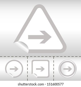 simple icon set of arrows on sticker button different forms in modern style. eps10 vector illustration
