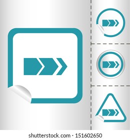 simple icon set of arrows on sticker button different forms in modern style. eps10 vector illustration