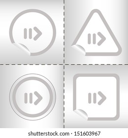 simple icon set of arrows on sticker button different forms in modern style. eps10 vector illustration