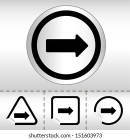 simple icon set of arrows on sticker button different forms in modern style. eps10 vector illustration