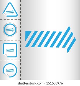 simple icon set of arrows on sticker button different forms in modern style. eps10 vector illustration