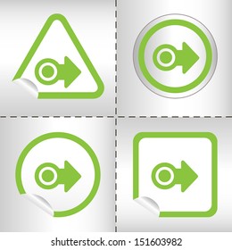 simple icon set of arrows on sticker button different forms in modern style. eps10 vector illustration