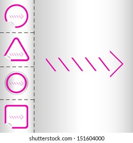 simple icon set of arrows on sticker button different forms in modern style. eps10 vector illustration