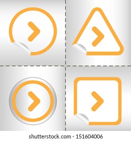 simple icon set of arrows on sticker button different forms in modern style. eps10 vector illustration