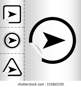 simple icon set of arrows on sticker button different forms in modern style. eps10 vector illustration