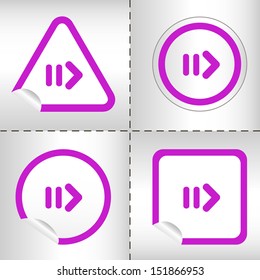 simple icon set of arrows on sticker button different forms in modern style. eps10 vector illustration