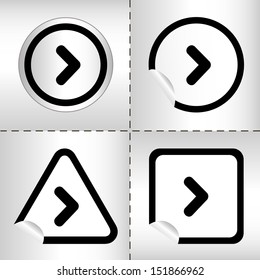 simple icon set of arrows on sticker button different forms in modern style. eps10 vector illustration