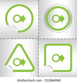 simple icon set of arrows on sticker button different forms in modern style. eps10 vector illustration