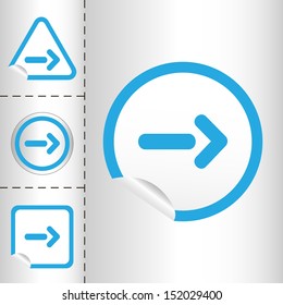 simple icon set of arrows on sticker button different forms in modern style. eps10 vector illustration 